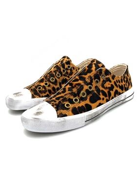 Naughty Monkey Shalomar Distressed Ponyhair Sneakers Women’s Size 9.5 Leopard